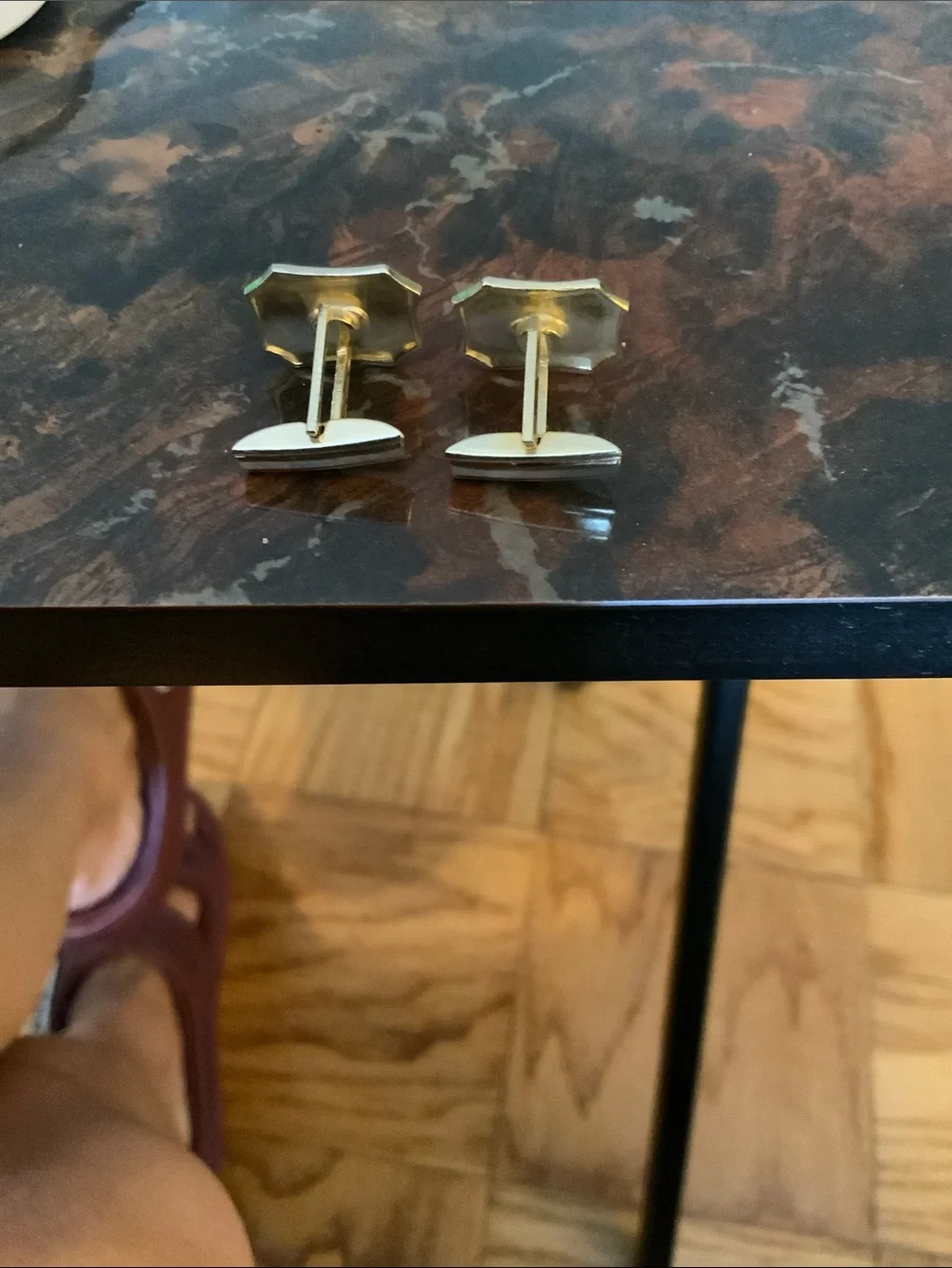 Gold-Tone Starburst Cufflinks with Red Center Stones